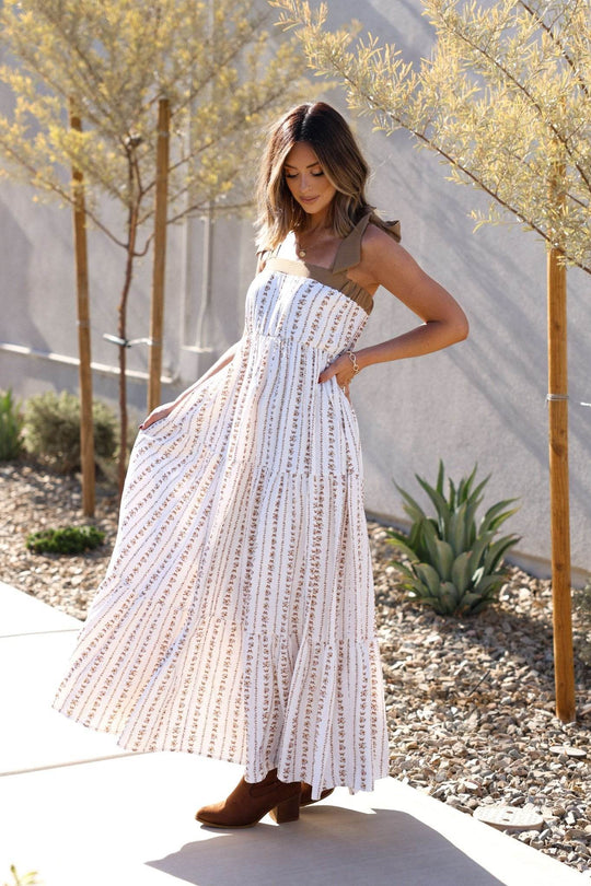 Dahlia Bloom Ivory Floral Tiered Maxi Dress - FINAL SALE - One Revolver Surfboards