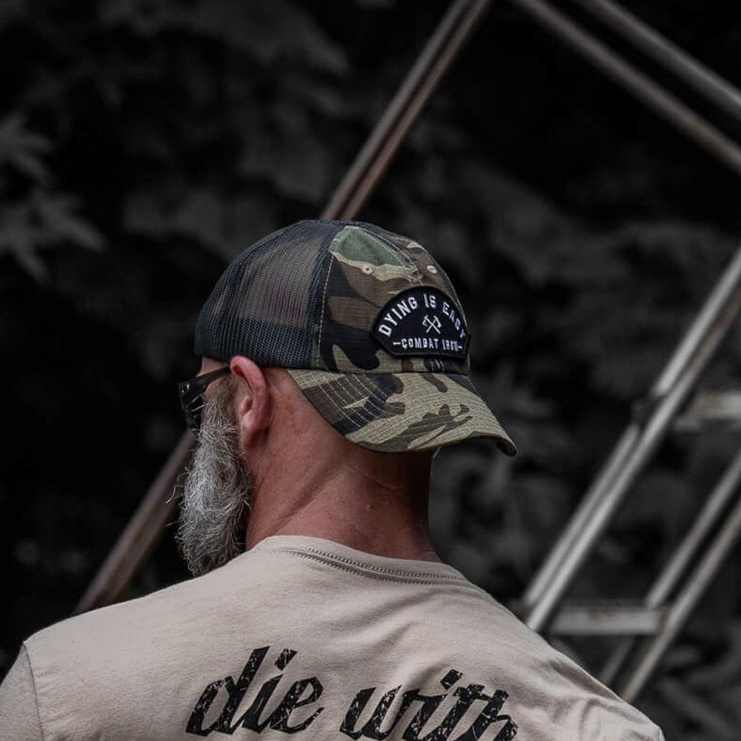 One Revolver Surfboards - Dying Is Easy Arched Patch Tactical Ripstop Mesh Snapback Hat HEADWEAR