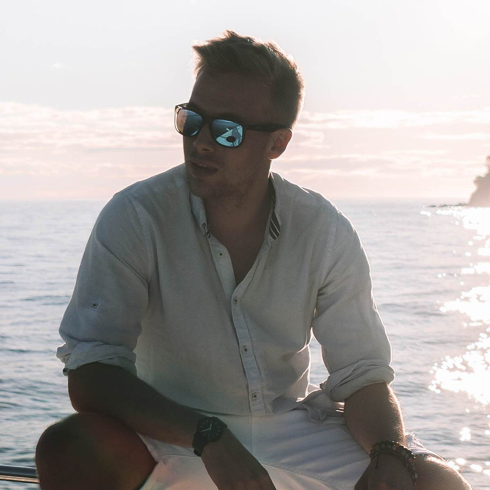 Eminence - Frosted Storm Gray- Electric Blue Lens Polarized - One Revolver Surfboards
