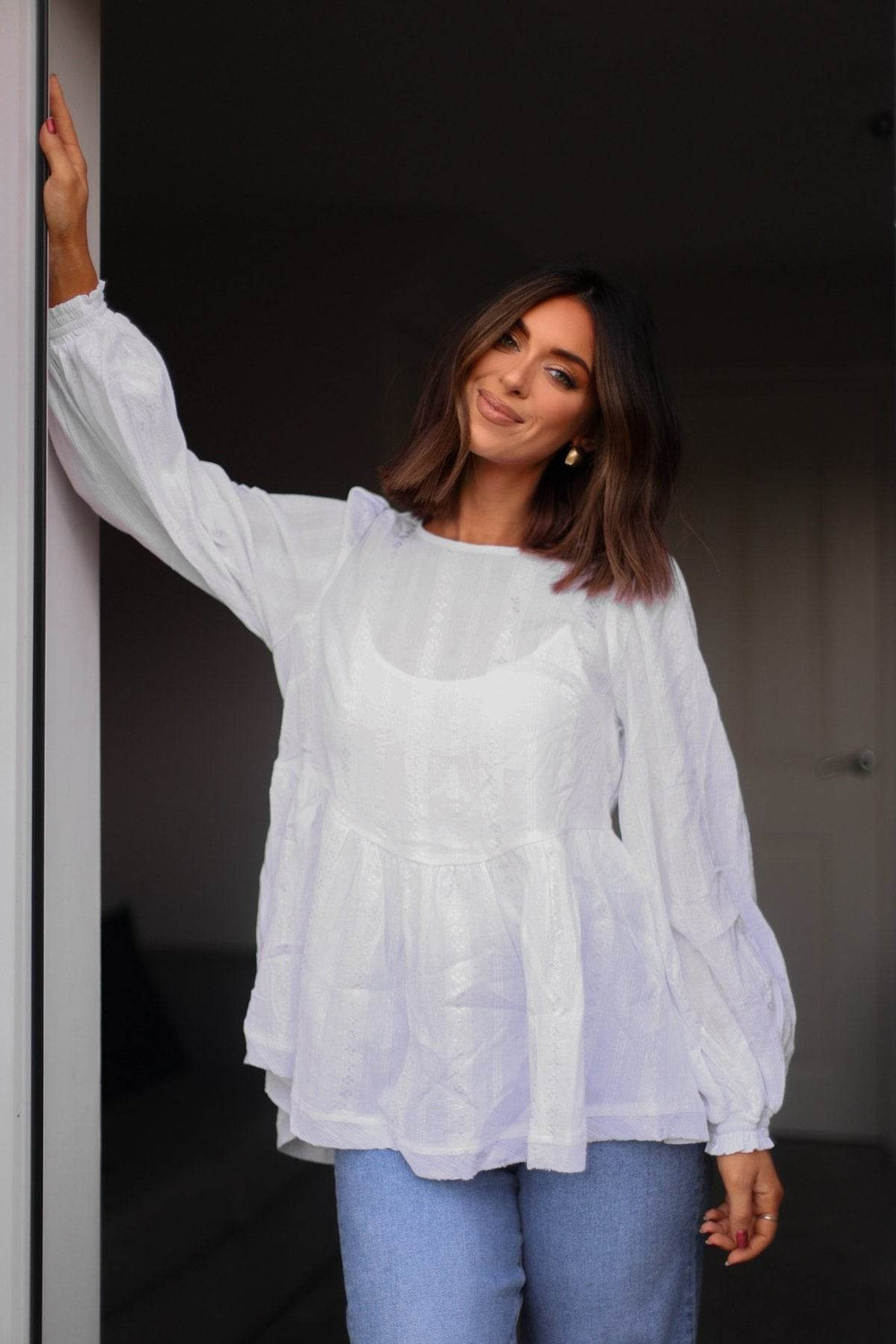 Flowy Ivory Ruffled Tunic - FINAL SALE - One Revolver Surfboards