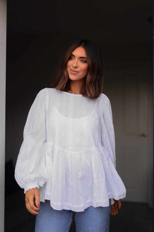 Flowy Ivory Ruffled Tunic - FINAL SALE