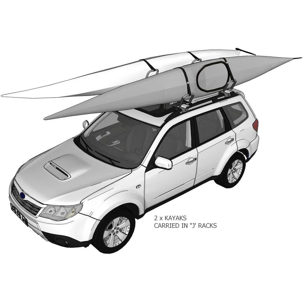 DORSAL Kayak Rack Set 2Pcs J-Bar Rack for Canoe SUP Board Boat On Roof Top Mount Crossbars - One Revolver Surfboards