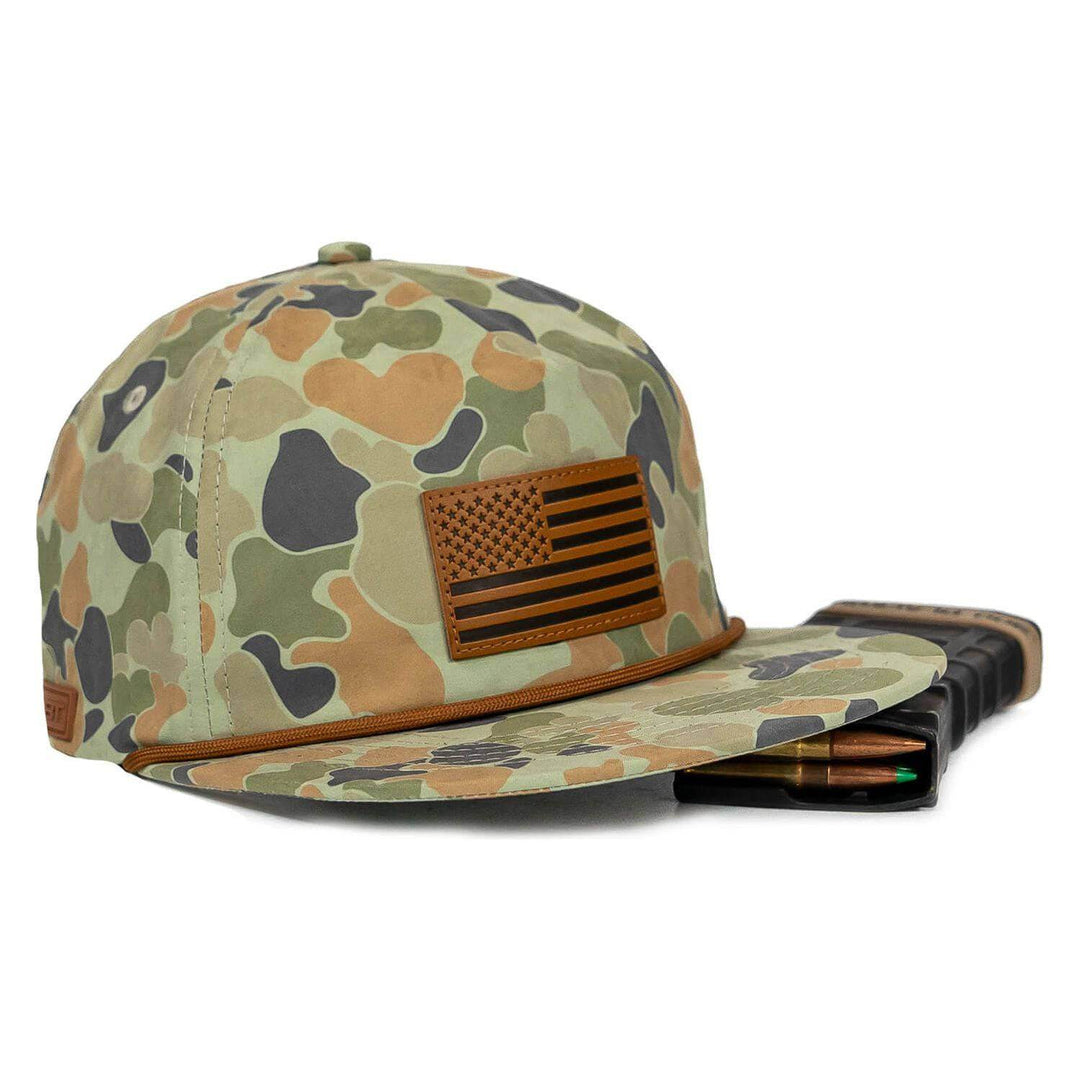 American Flag Leather Patch Crushable Rope Snapback Hat - One Revolver Surfboards