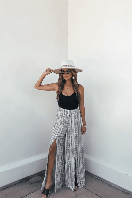 Georgia Breeze Beige Print Wide Leg Pants - FINAL SALE - One Revolver Surfboards