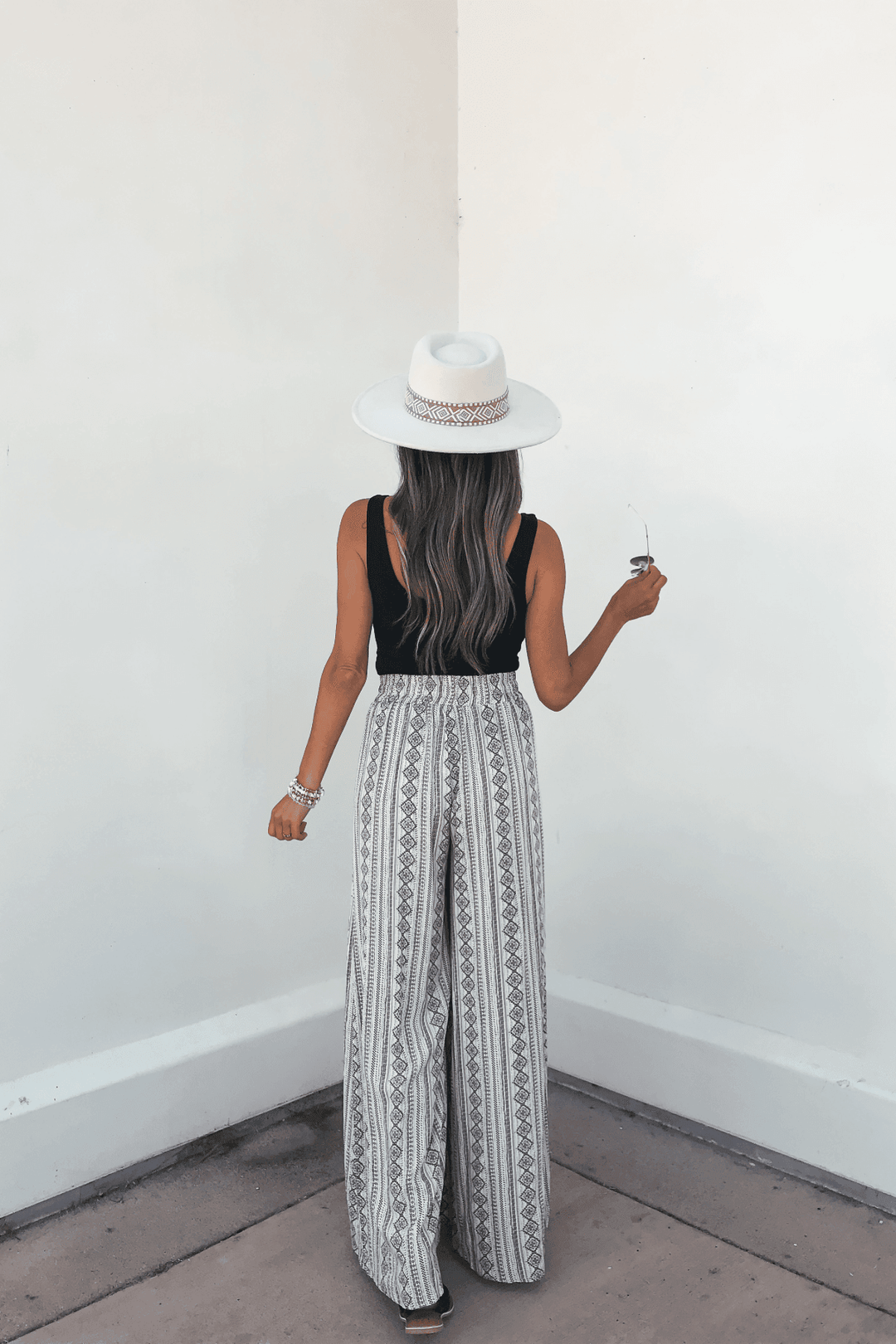 Georgia Breeze Beige Print Wide Leg Pants - FINAL SALE - One Revolver Surfboards