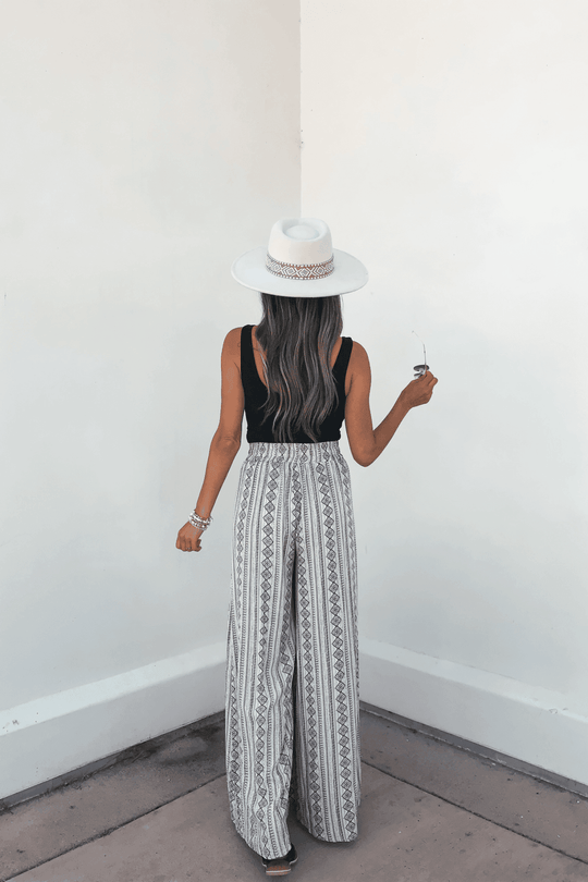 Georgia Breeze Beige Print Wide Leg Pants - FINAL SALE - One Revolver Surfboards