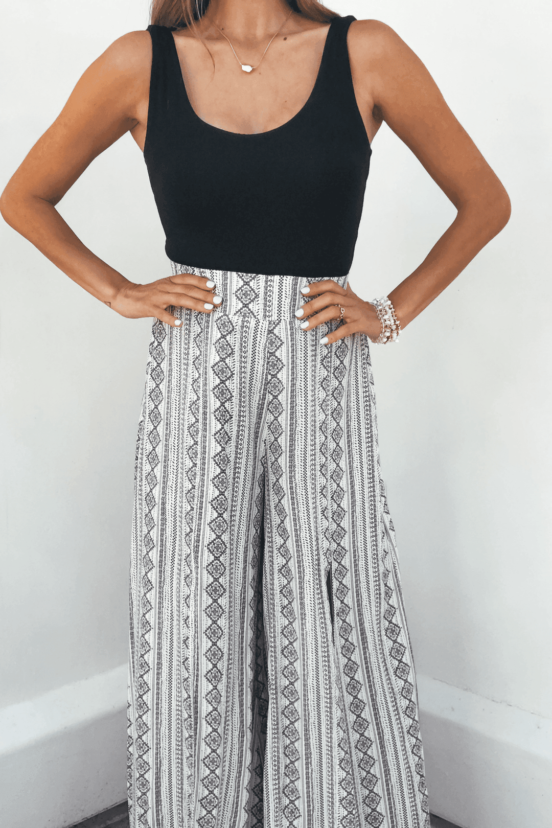 Georgia Breeze Beige Print Wide Leg Pants - FINAL SALE - One Revolver Surfboards