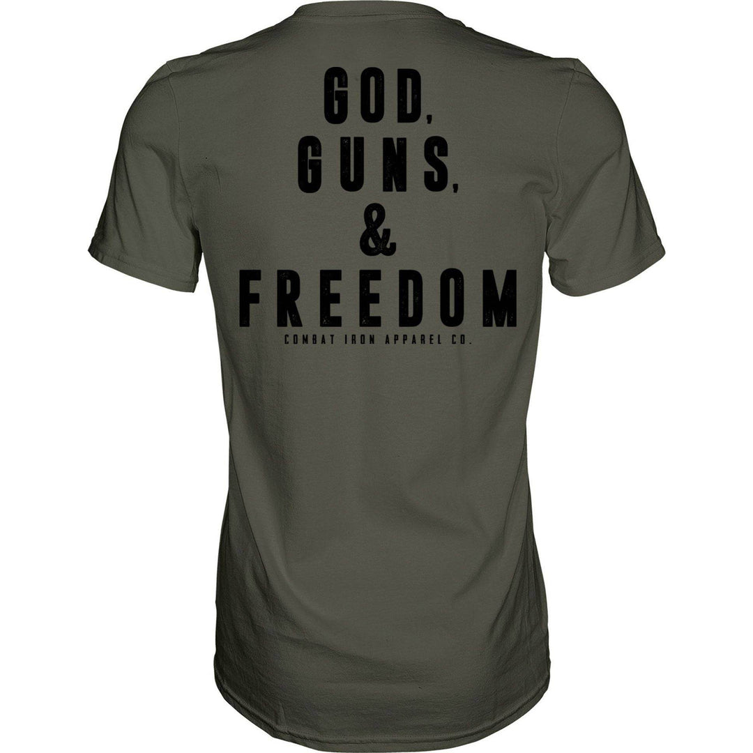 GOD, GUNS, & FREEDOM Men's T-Shirt - GRAPHIC T-SHIRT - One Revolver Surfboards