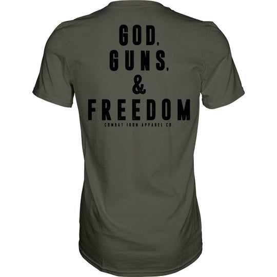 GOD, GUNS, & FREEDOM Men's T-Shirt - GRAPHIC T-SHIRT - One Revolver Surfboards