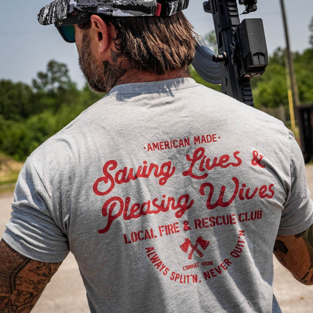 Saving Lives & Pleasing Wives Fire & Rescue Club Men's T-Shirt - One Revolver Surfboards