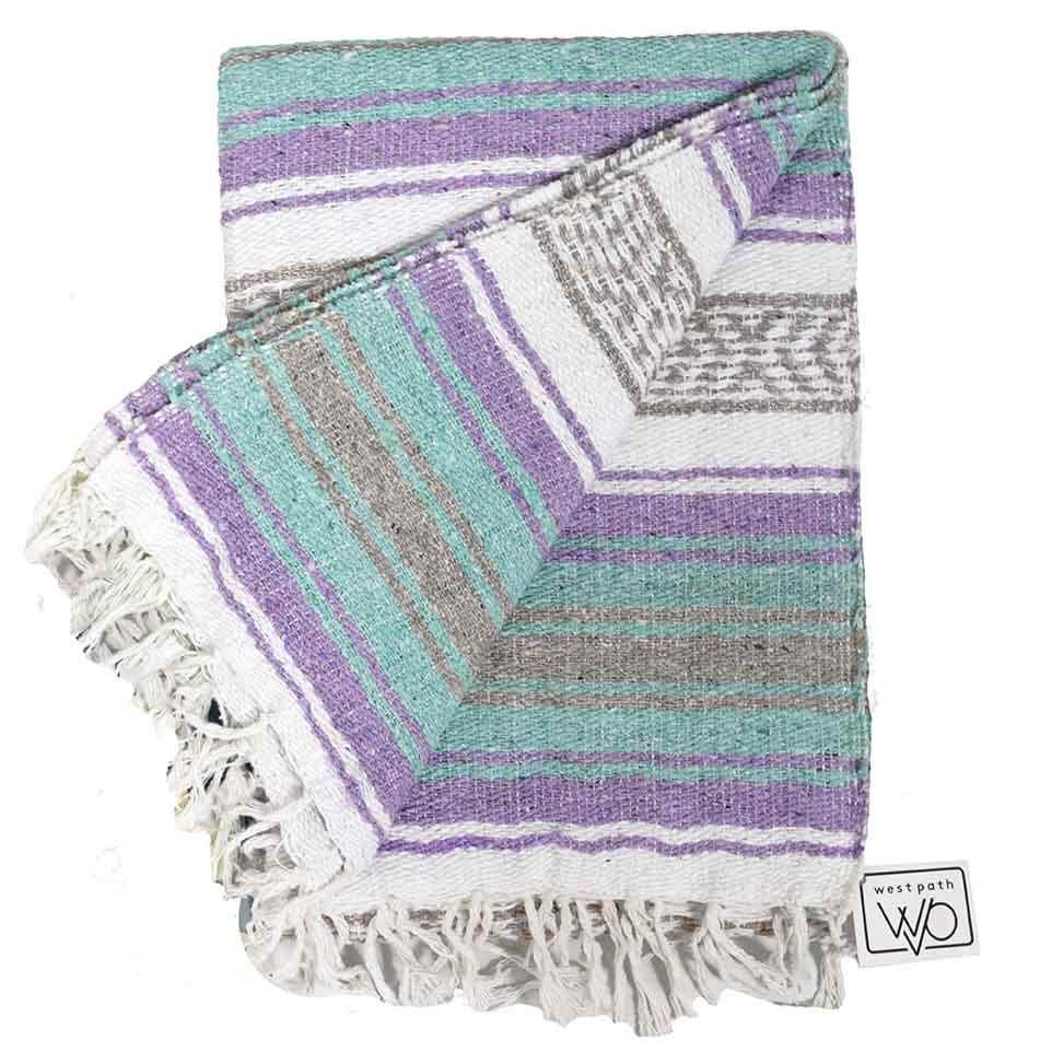 Seafoam Green & Pastel Purple Mexican Falsa Blanket - One Revolver Surfboards