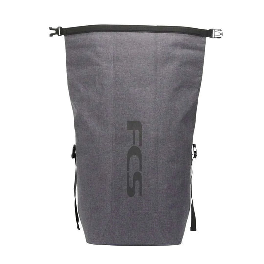 a gray bag with a black logo on it