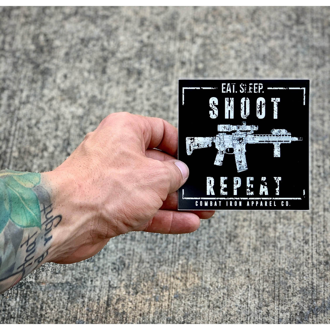 EAT. SLEEP. SHOOT. REPEAT ALL WEATHER DECAL - One Revolver Surfboards