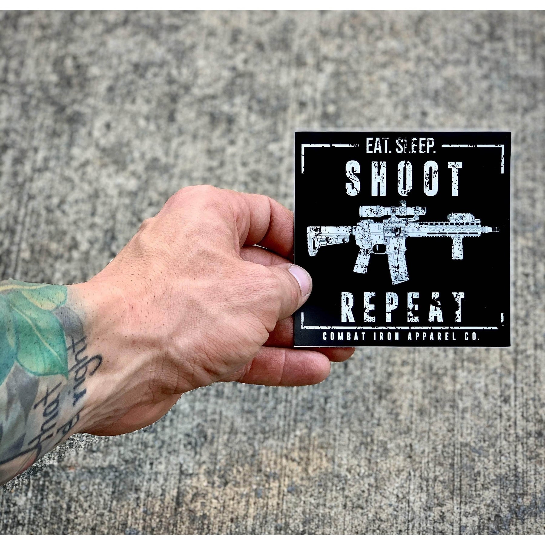 EAT. SLEEP. SHOOT. REPEAT ALL WEATHER DECAL - One Revolver Surfboards