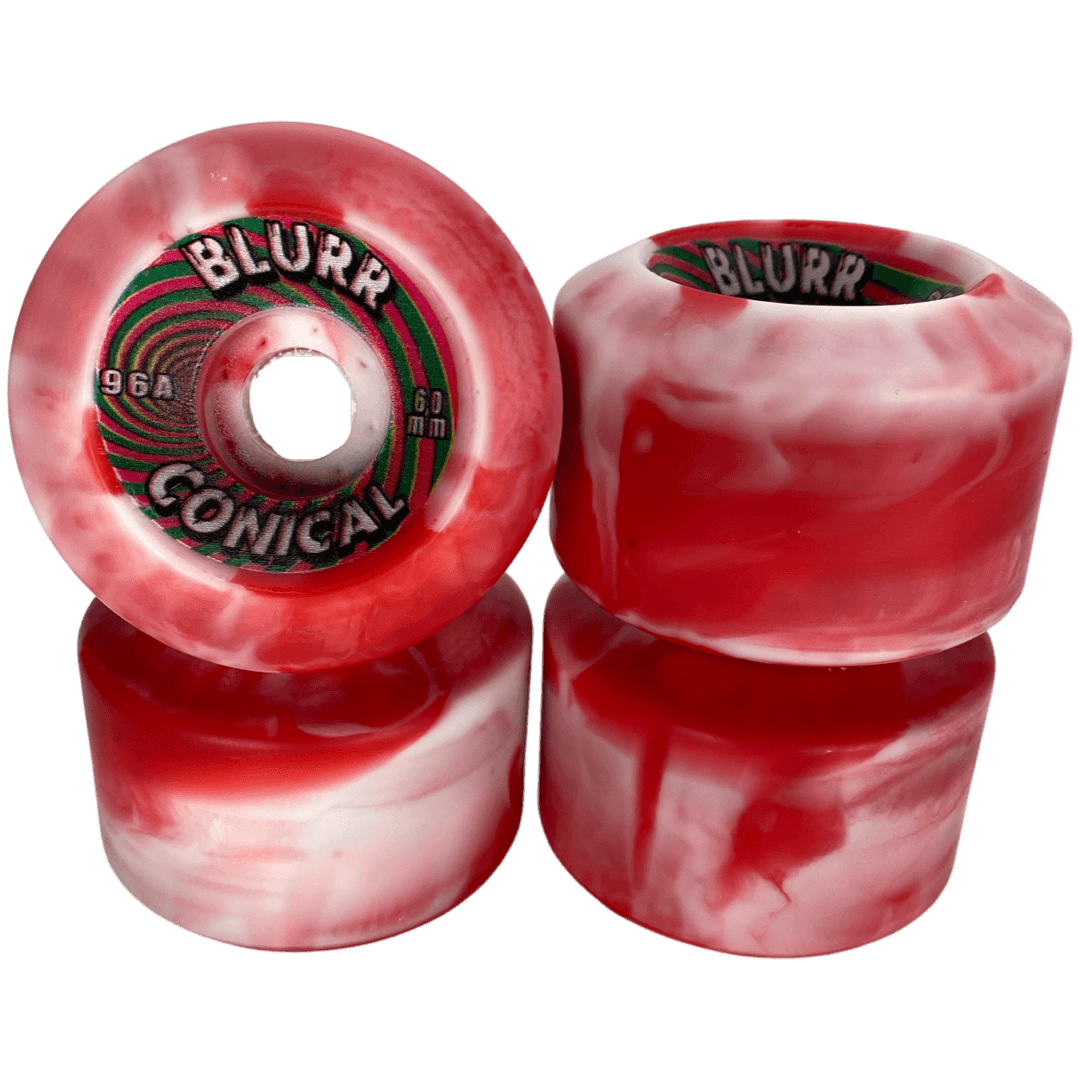 VISION Blurr 60mm 96A Swirl Red / White Swirl Skateboard Wheels - One Revolver Surfboards