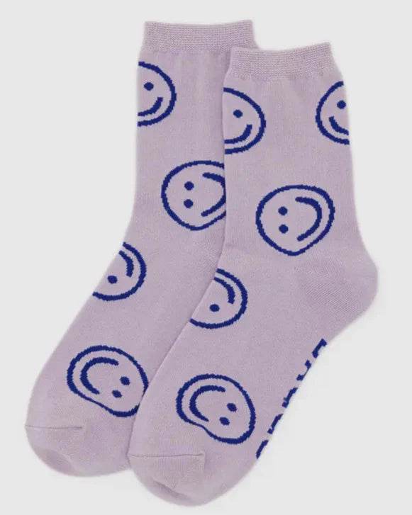 Baggu Crew Sock - Dusty Pink Happy - One Revolver Surfboards