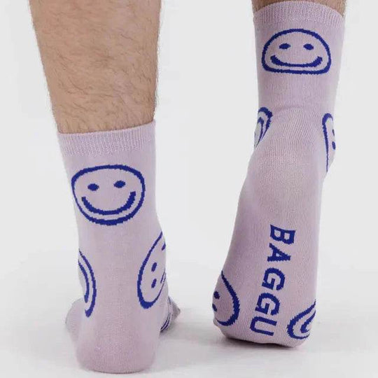 Baggu Crew Sock - Dusty Pink Happy - One Revolver Surfboards