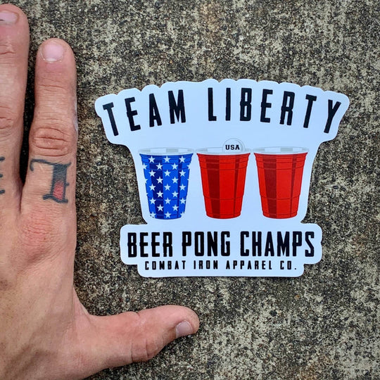 TEAM LIBERTY BEER PONG CHAMPS ALL WEATHER DECAL - DECAL - One Revolver Surfboards