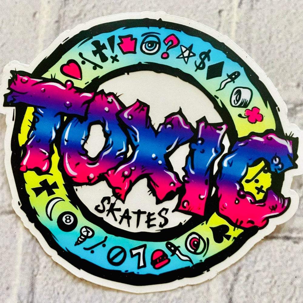 Toxic Skates Sticker 4” CLEAR-BACK - One Revolver Surfboards