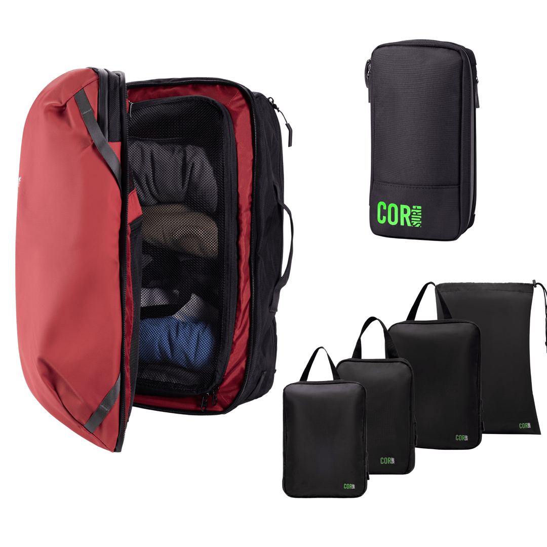 Island Hopper Travel Bundle - Backpack + Toiletry Bag + Compression Packing Cubes with YKK - Backpacks - One Revolver Surfboards