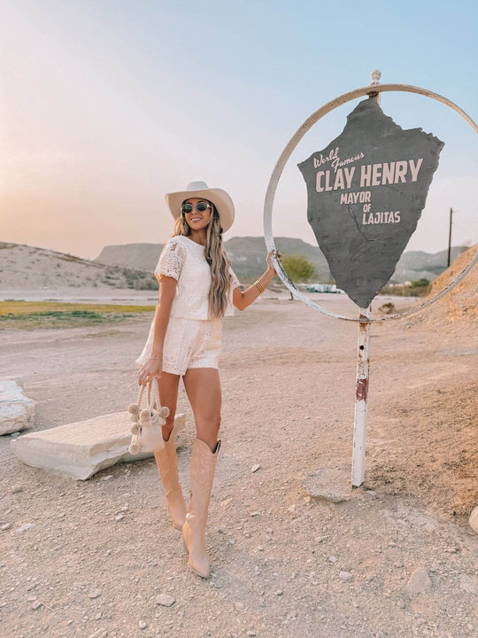 Ivory Lace High Waisted Shorts - FINAL SALE - One Revolver Surfboards