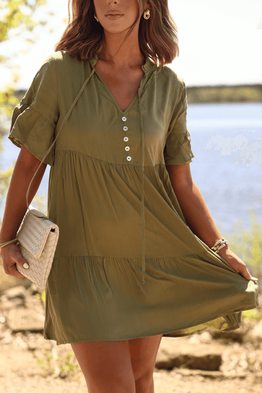 Jessica Green Tiered Mini Dress - FINAL SALE - One Revolver Surfboards