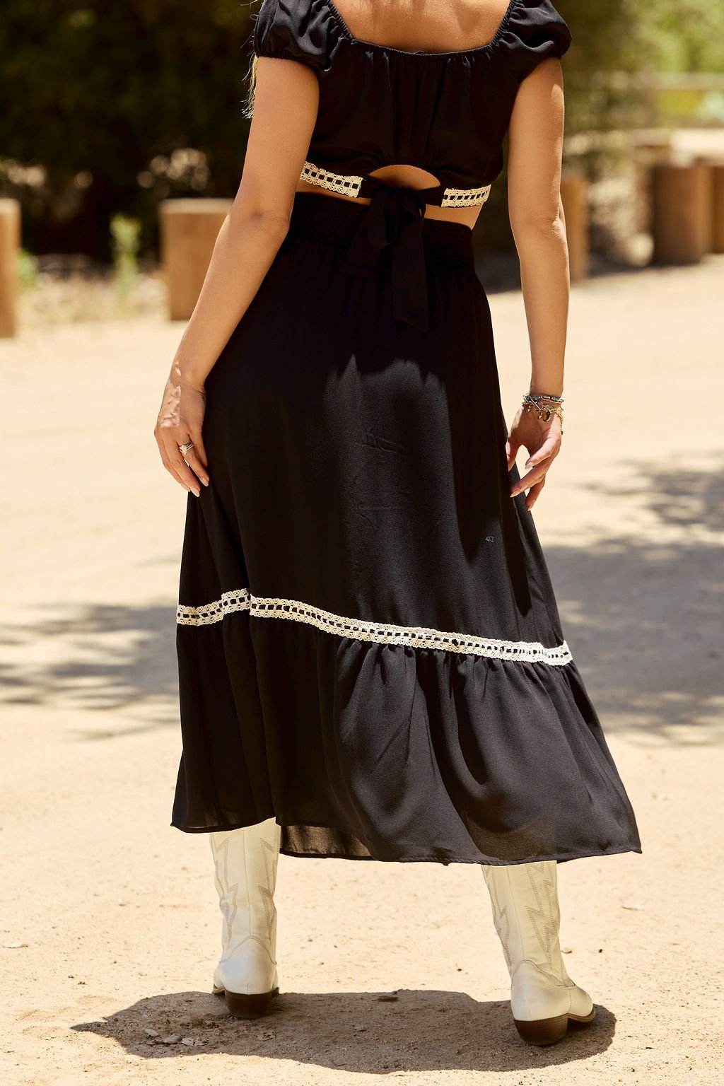 Jolene Black Lace Trim Maxi Skirt - FINAL SALE - One Revolver Surfboards