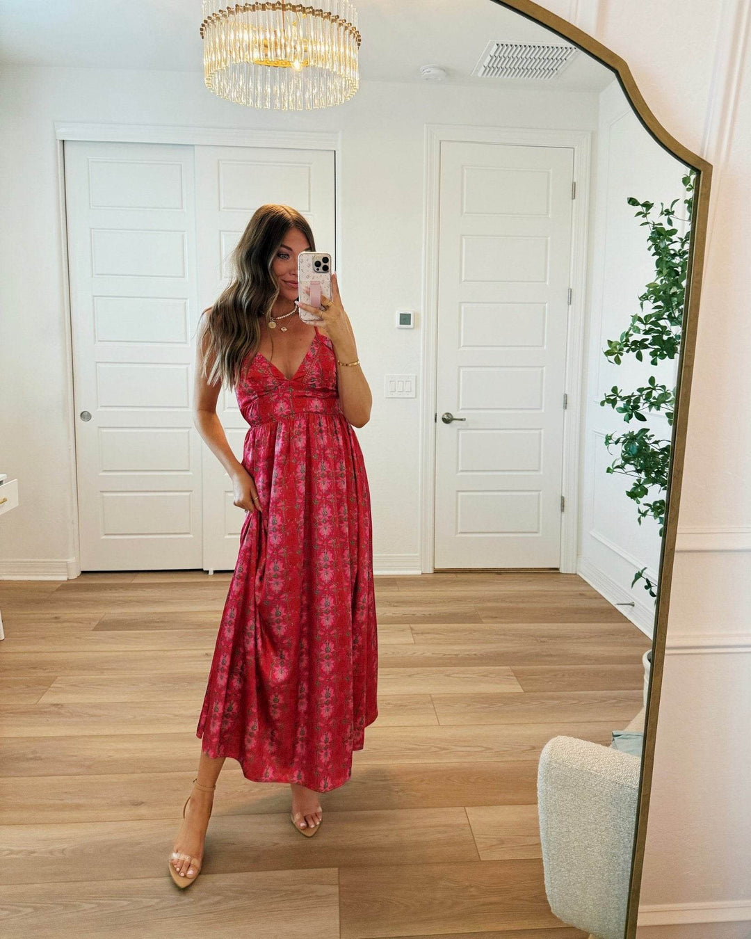 Joyful Pink Floral Satin Maxi Dress-FINAL SALE - One Revolver Surfboards