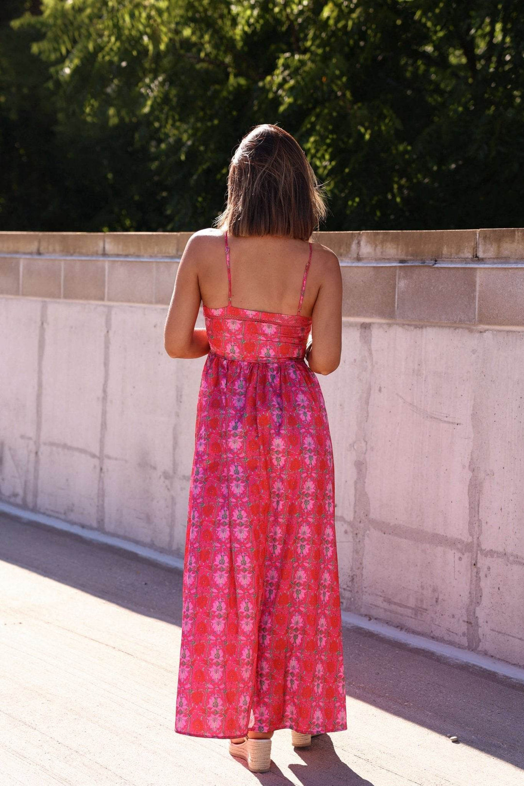 Joyful Pink Floral Satin Maxi Dress-FINAL SALE - One Revolver Surfboards