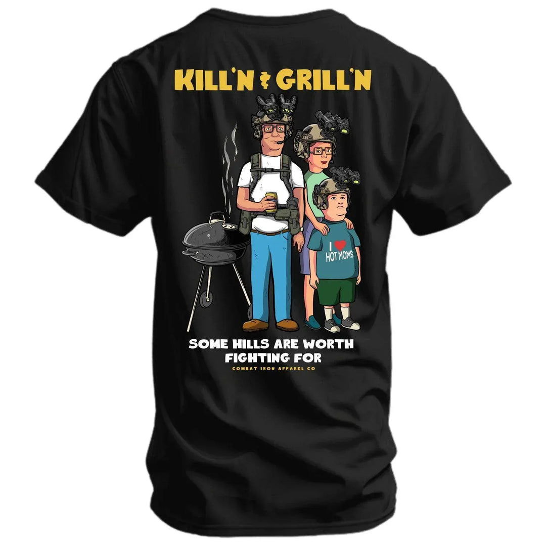 One Revolver Surfboards - Kill'n & Grill'n | Some Hills Are Worth Fighting For Men's T-Shirt GRAPHIC T-SHIRT