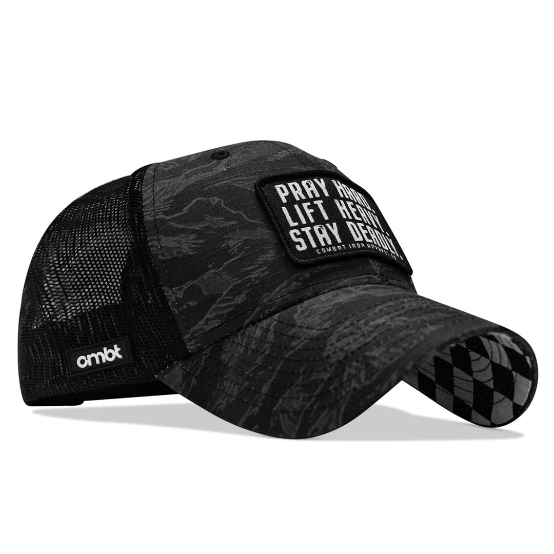 One Revolver Surfboards - Pray Hard. Lift Heavy. Stay Deadly. Patch Original Ripstop Snapback Hat HEADWEAR