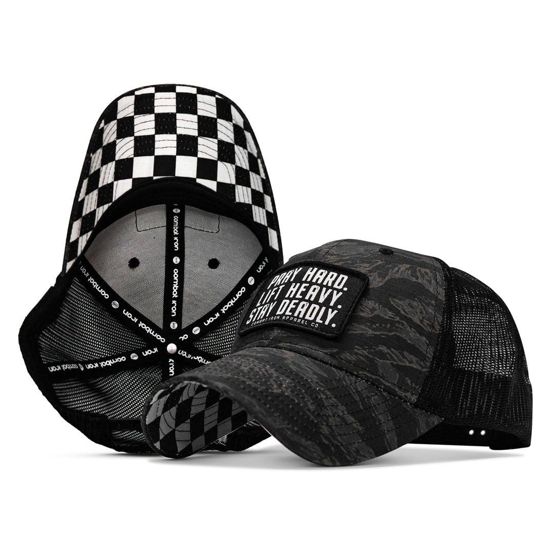 One Revolver Surfboards - Pray Hard. Lift Heavy. Stay Deadly. Patch Original Ripstop Snapback Hat HEADWEAR