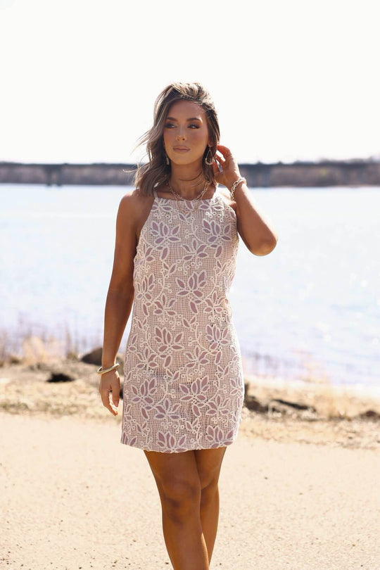 Love & Lace Light Mauve Shift Mini Dress - FINAL SALE - One Revolver Surfboards