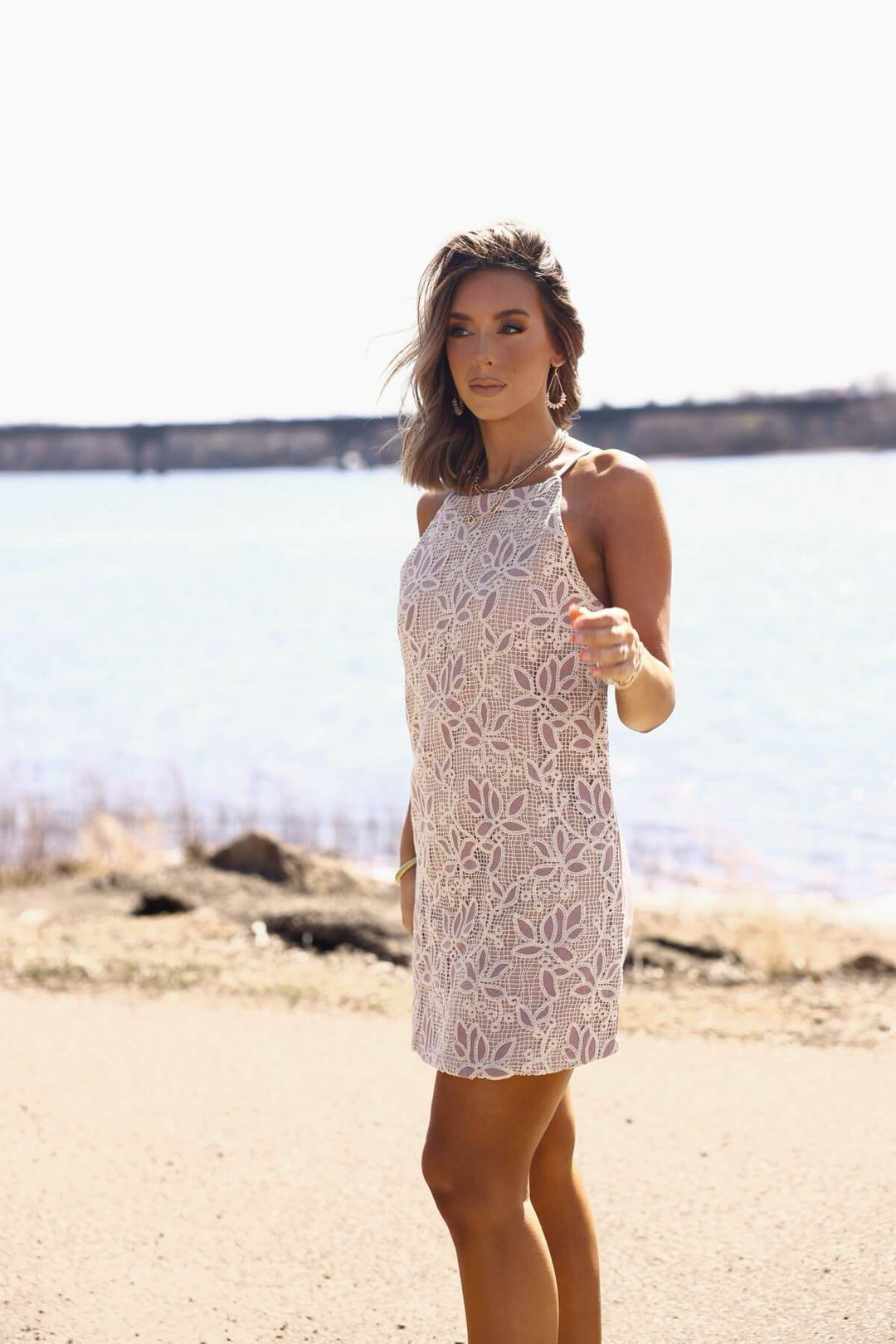 Love & Lace Light Mauve Shift Mini Dress - FINAL SALE - One Revolver Surfboards