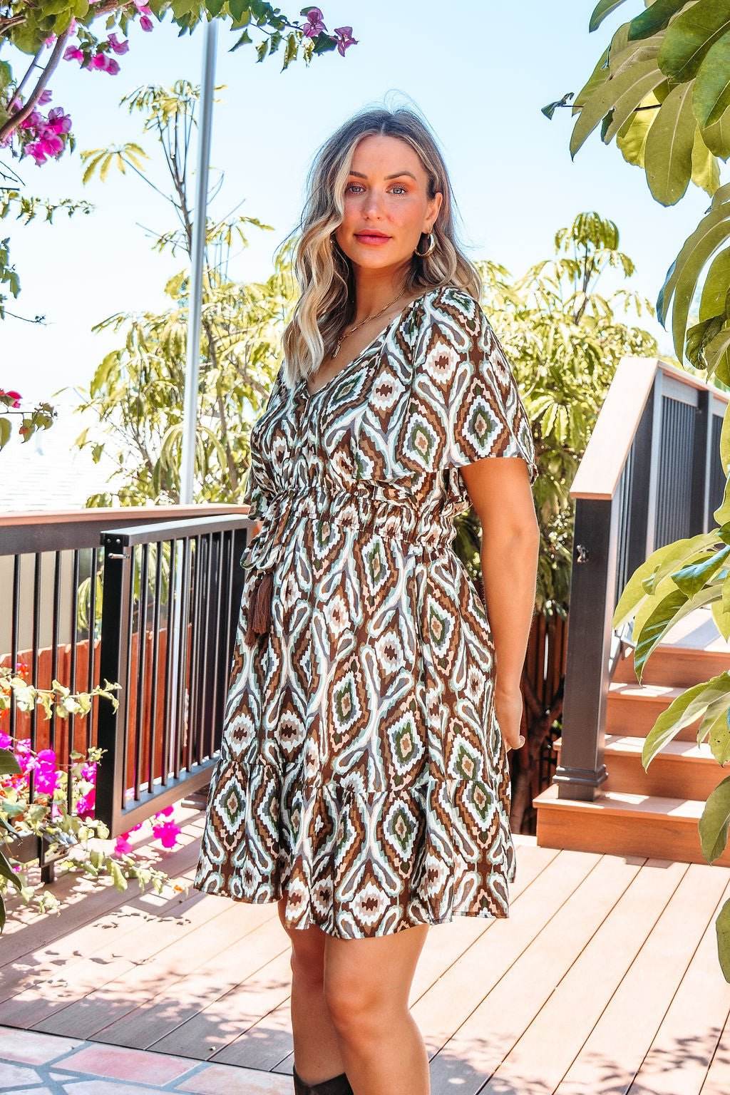 Marlowe Brown Mix Print Tiered Mini Dress - DOORBUSTER - One Revolver Surfboards