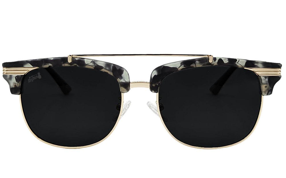 Matte Gray Tortoise Shell Gold - Jet Black Lens Polarized - Castaway - One Revolver Surfboards