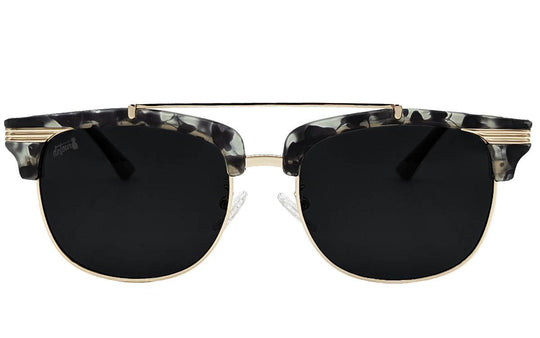 Matte Gray Tortoise Shell Gold - Jet Black Lens Polarized - Castaway - One Revolver Surfboards
