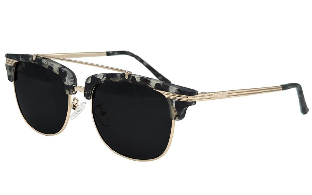 Matte Gray Tortoise Shell Gold - Jet Black Lens Polarized - Castaway - One Revolver Surfboards