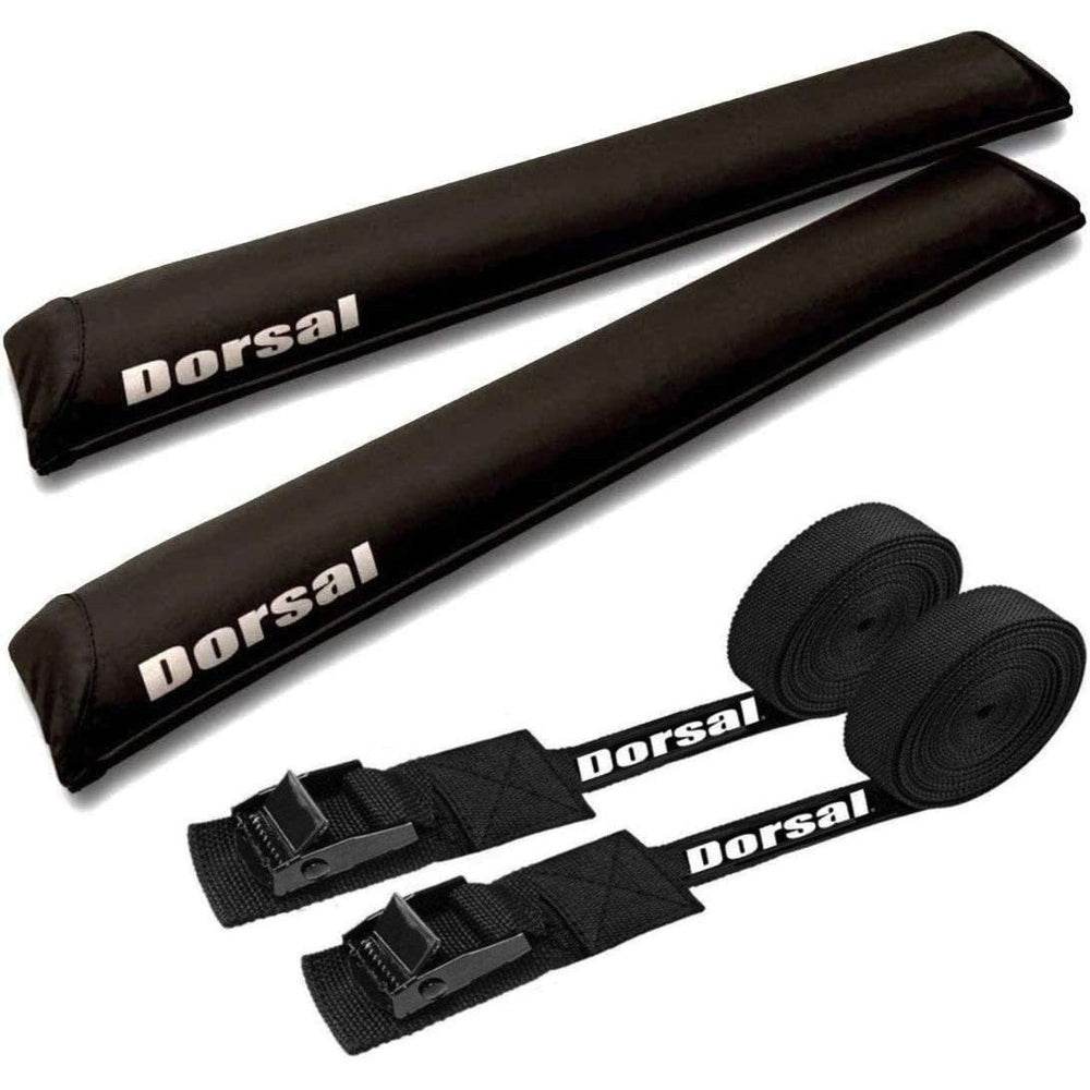 DORSAL Sunguard (No Fade) Aero Roof Rack Pads and 15 ft Straps - Pack of 4 for Car Surfboard Kayak SUP Snowboard - One Revolver Surfboards