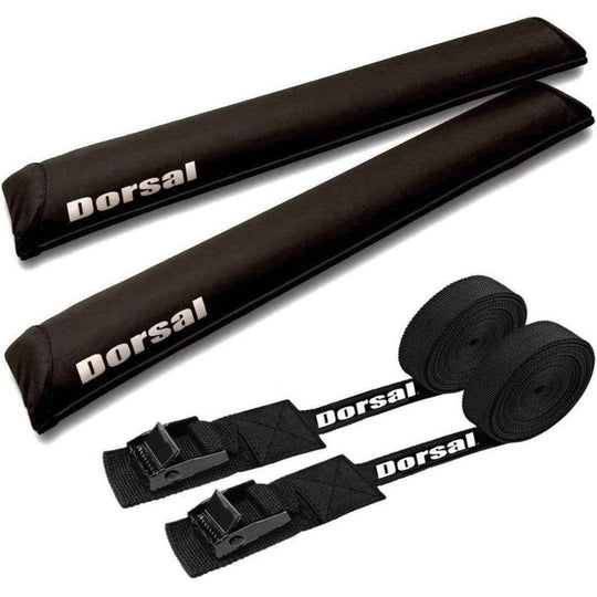 DORSAL Sunguard (No Fade) Aero Roof Rack Pads and 15 ft Straps - Pack of 4 for Car Surfboard Kayak SUP Snowboard - One Revolver Surfboards