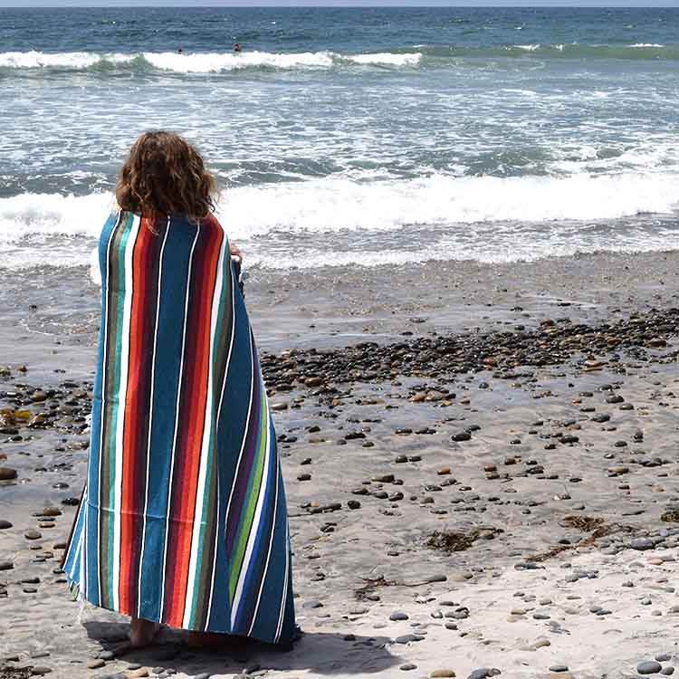 100% Cotton Blue Serape Blanket - One Revolver Surfboards