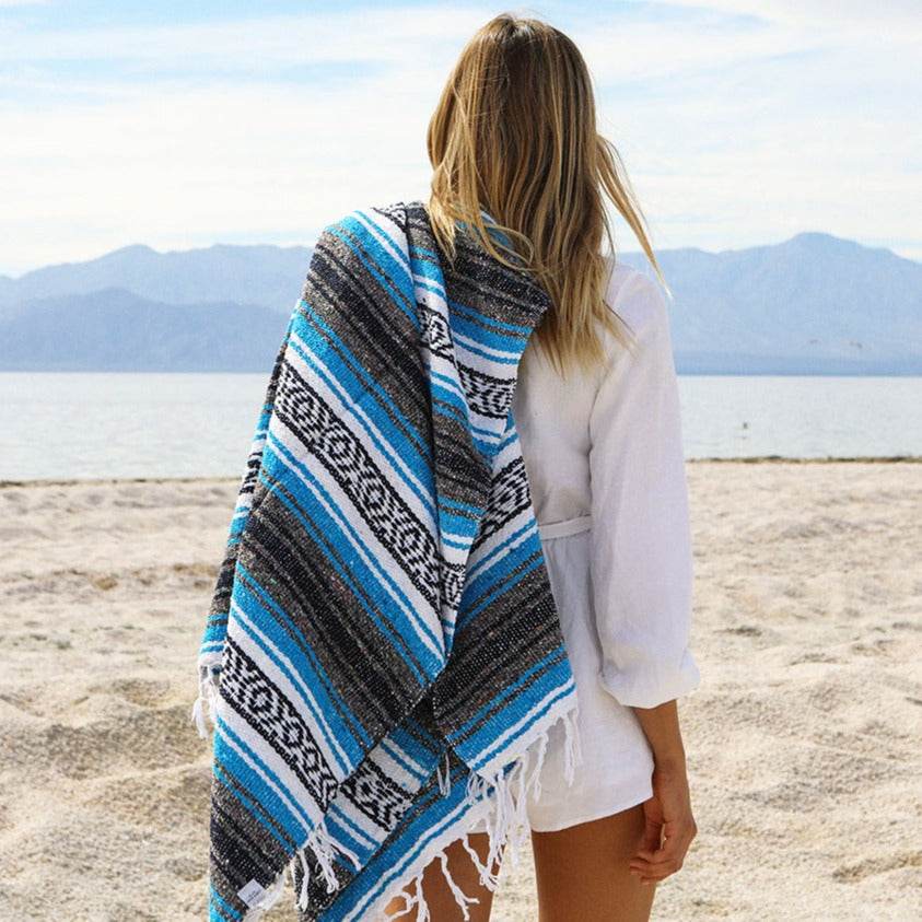 Bright Blue Mexican Falsa Blanket - One Revolver Surfboards