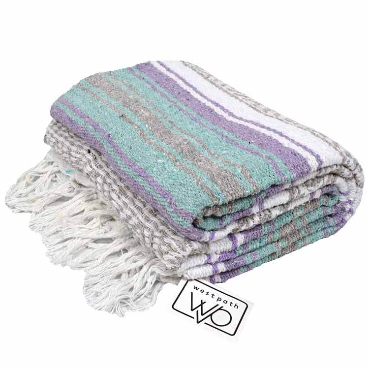 Seafoam Green & Pastel Purple Mexican Falsa Blanket - One Revolver Surfboards