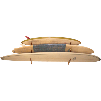 Triple Surfboard Wall Rack | Bamboo Rack Perfect for Surf, Wakeboards, Snowboards, Skateboards - One Revolver Surfboards