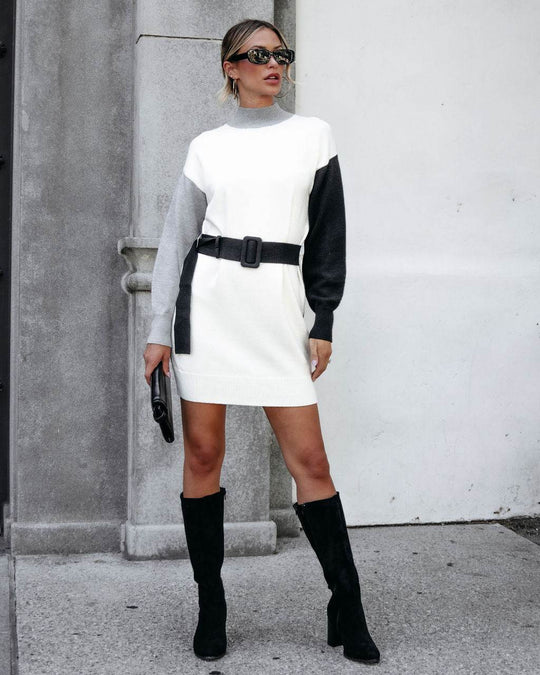 Muse By Magnolia Color Block Belted Sweater Dress - FINAL SALE - One Revolver Surfboards
