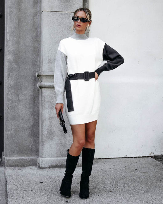 Muse By Magnolia Color Block Belted Sweater Dress - FINAL SALE - One Revolver Surfboards
