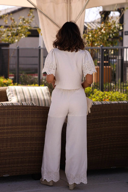 Natural Eyelet Linen Top and Pant Set - FINAL SALE - One Revolver Surfboards