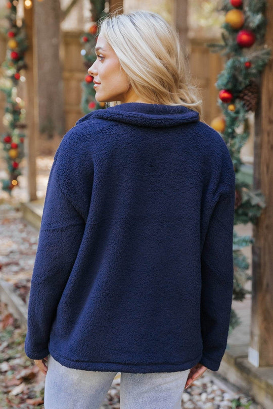 Navy Fleece Half Zip Up Jacket - FINAL SALE - One Revolver Surfboards