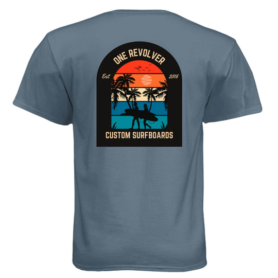 One Revolver Custom Surfboards- Sunset Palm Tee - One Revolver Surfboards