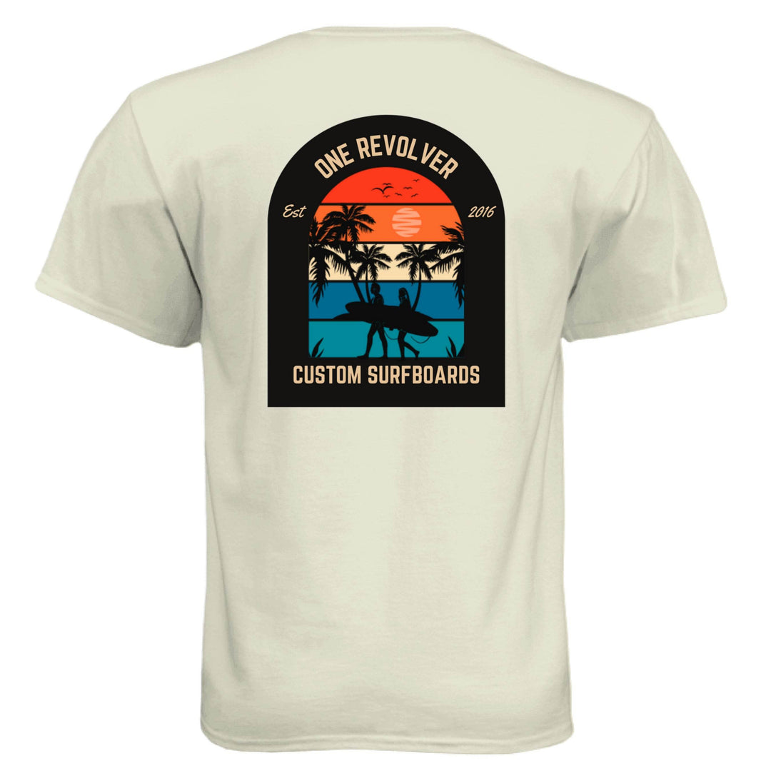 One Revolver Custom Surfboards- Sunset Palm Tee - One Revolver Surfboards